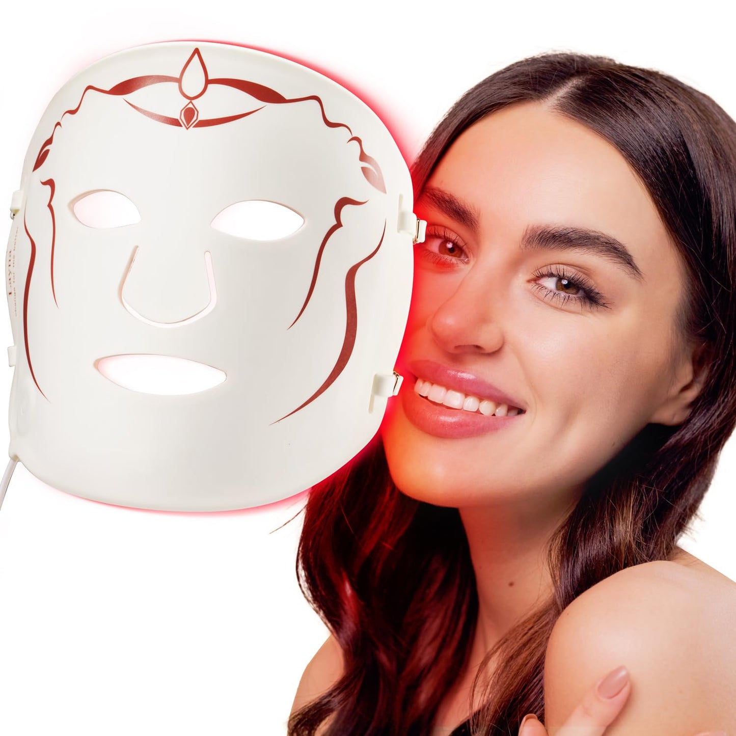 Layna Red Light therapy Mask for Face Wrinkles,Blue Light therapy for Face Acne,Silicone Portable Led Facial Mask Light Therapy for Full Face Even Skin Tone,Fine Lines&Wrinkles,10- Min Treatment,Wired